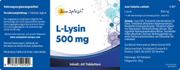 SunSplash L-Lysin 500 mg